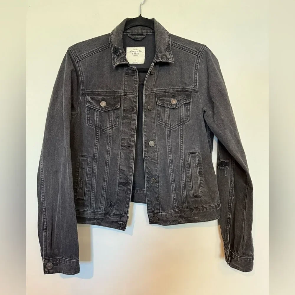 Abercrombie & Fitch Distressed Heavyweight Denim Jean Jacket Women's Size Small